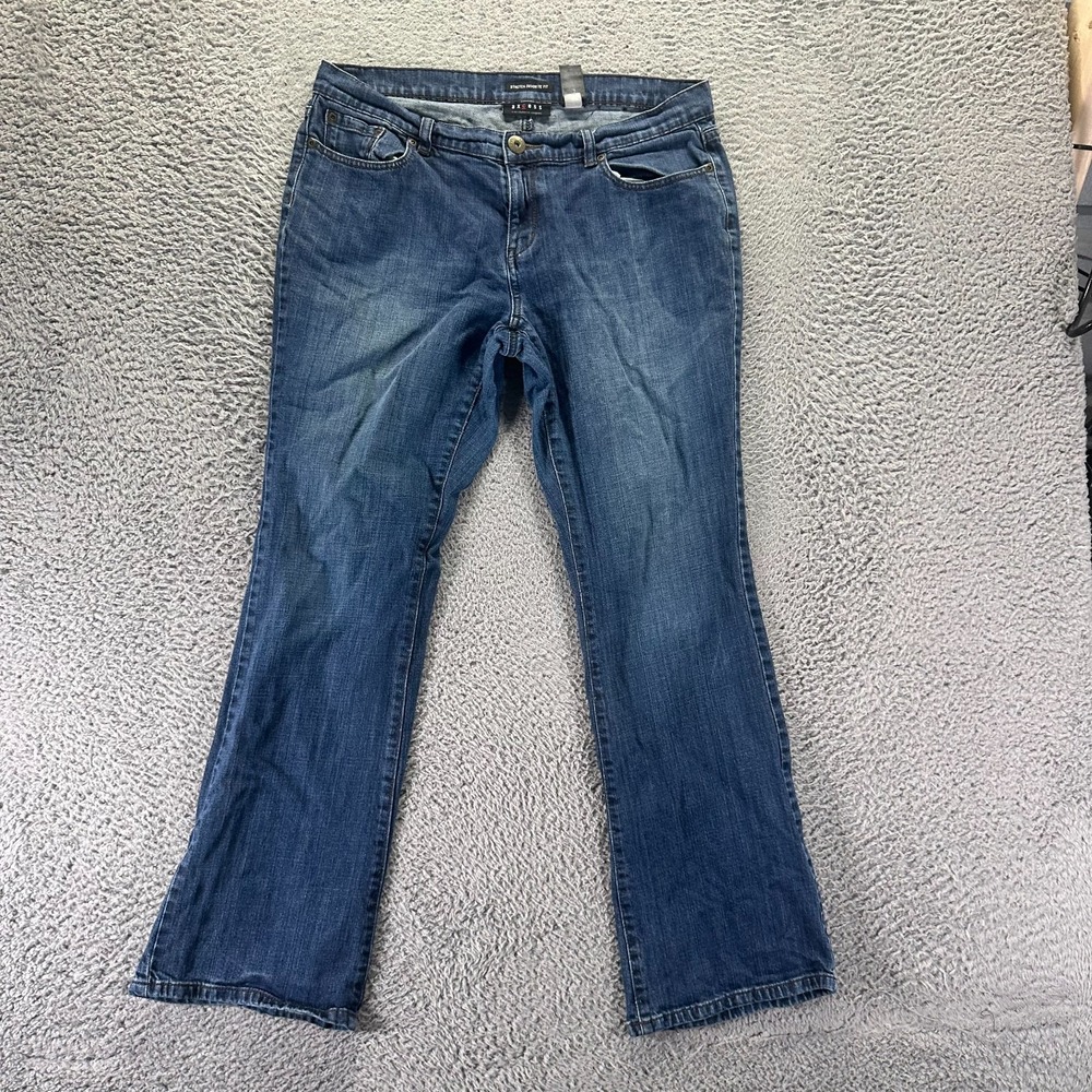 Axcess Jeans Women's 12 Blue Cotton Denim Bootcut Leg Workwear Faded Stretch